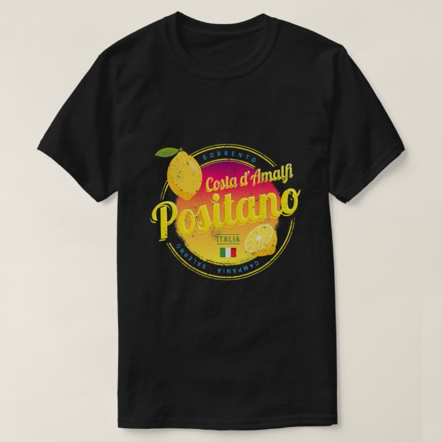 Camiseta Positano Costa Amalfi Lemon Itália Vintage Amalfi (Frente do Design)