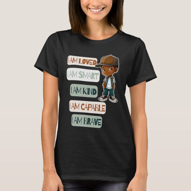 Camiseta Positive Affirmations for African American Boys (Frente)