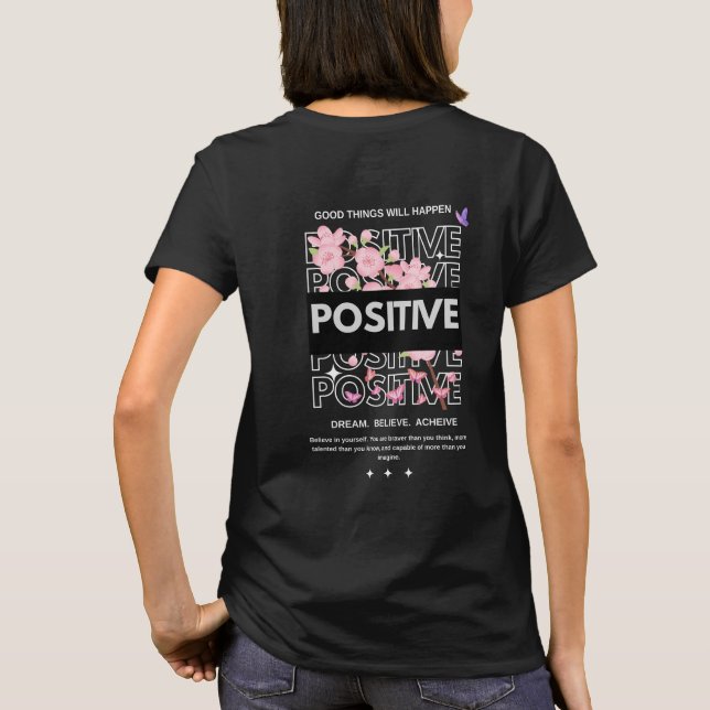 Camiseta Positive Mindset Quote with Cherry Blossoms (Verso)