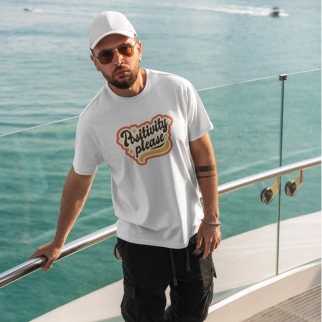 Camiseta Positividade, por favor, inscrição (Criador carregado)