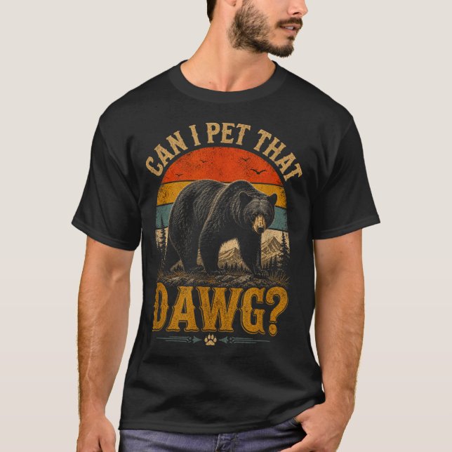 Camiseta Posso acariciar esse cachorro animal urso engraçad (Frente)