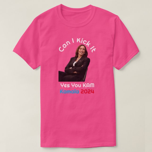 Camiseta Posso Chutar Kamala Harris 2024 T-Shirt? (Frente do Design)