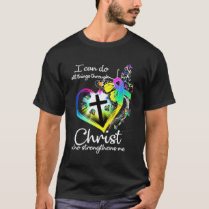 Camiseta Posso Fazer Tudo Através Da Arte De Borboleta Cris