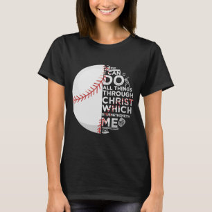 Camiseta Posso Fazer Tudo Cristo Me Fortalece Beisebol Cris