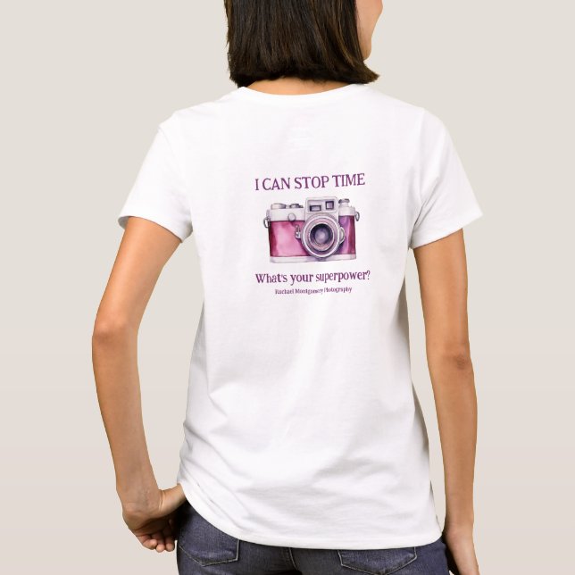 Camiseta Posso Parar O Tempo Pink Fotografia Personalizada  (Verso)