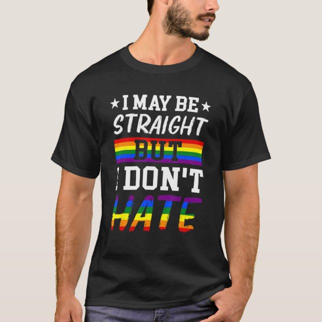 Camiseta Posso ser Hetero, mas não odeio o Rainbow LGBTQ P (Frente)