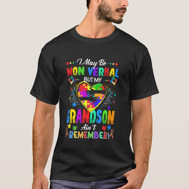 Camiseta Posso ser não-verbal, mas meu neto não se esquece (Frente)