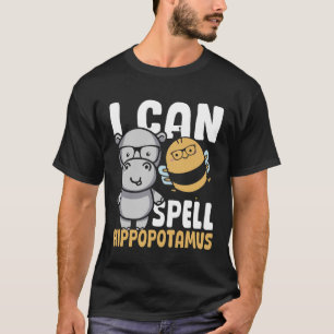 Camiseta Posso Soletrar Hipopótamo Hippo Concurso de Ortogr