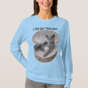 Camiseta Posso Ver a Sua Alma Design Divertido de Gato Azul