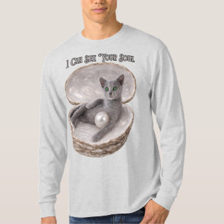 Camiseta Posso Ver a Sua Alma Design Divertido de Gato Russ