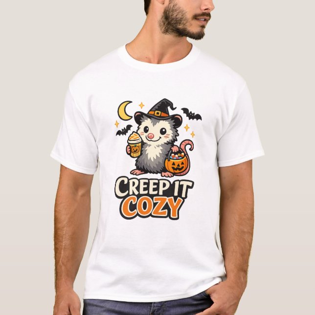 Camiseta Possum de Halloween Creep It Cozy (Frente)