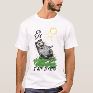 Camiseta Possum engraçado dia de perna exercício fitness do