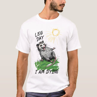 Camiseta Possum engraçado dia de perna exercício fitness do