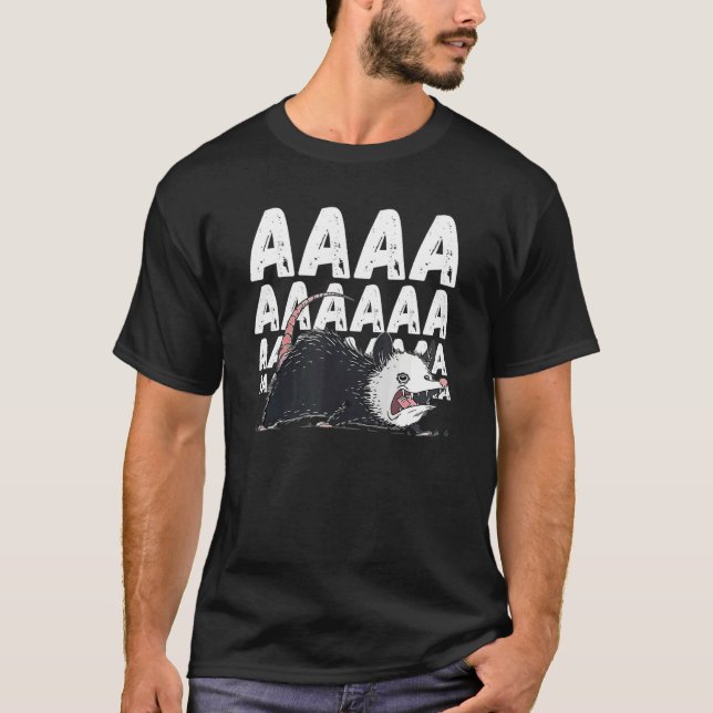 Camiseta Possum Gritando Aaaa Opossum Fofo Meme (Frente)