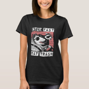 Camiseta Possum Guaxinim Divertido Vive Rápido Come Lixo Ru