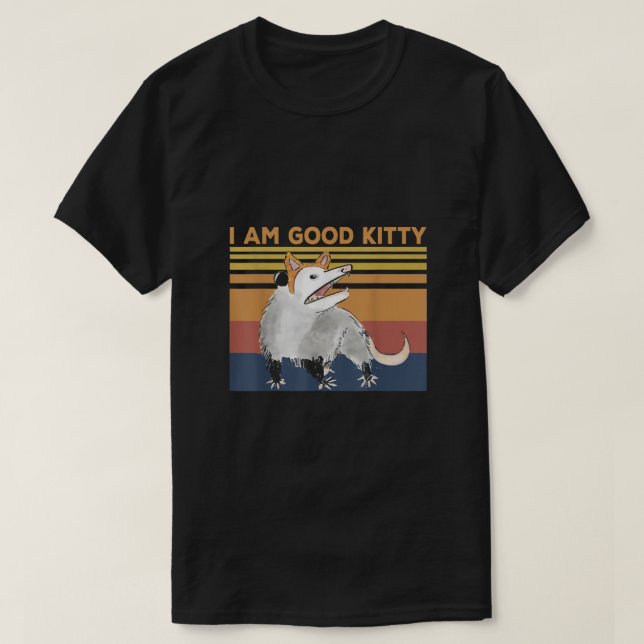 Camiseta Possum I Am Good Gatinho Falso Cat Engraçado Vinta (Frente do Design)