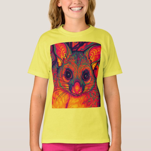 Camiseta possums australiano de cauda espessa psicodélico (Frente)