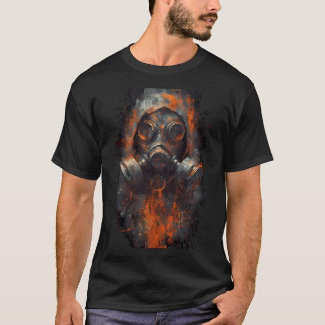 Camiseta Post-Apocalyptic Gas Mask Dark Industrial T-Shirt (Frente)
