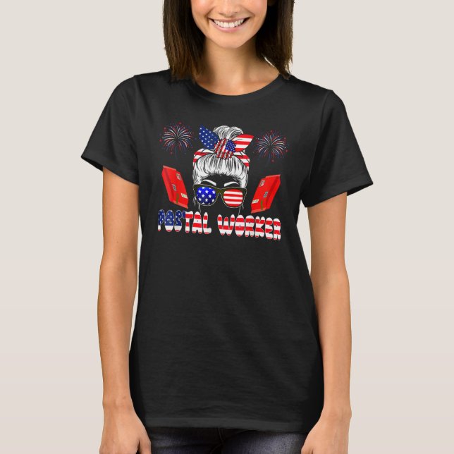 Camiseta Postal Worker 4th Of July Woman Bow Tie American F (Frente)