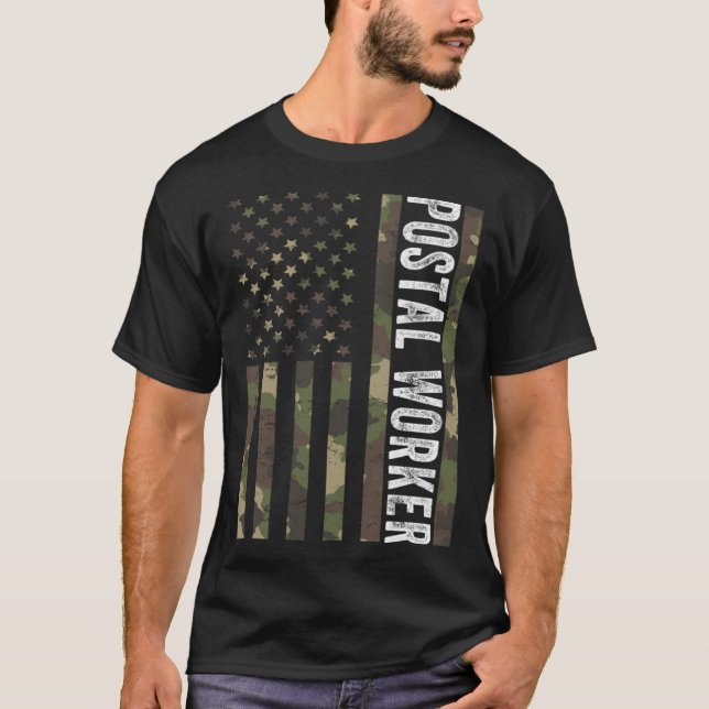 Camiseta Postal Worker Camouflage American Flag US Postal S (Frente)