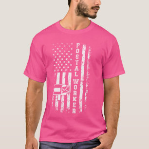 Camiseta Postal Worker Mailman EUA Flag Americano Postman P