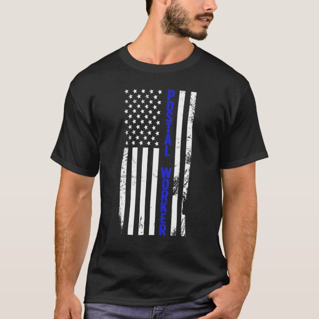 Camiseta Postal Worker US Flag Postman Mail Carrier Mailman (Frente)