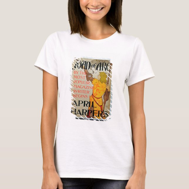 Camiseta Poster anunciando 'Joan of Arc' em abril de Harper (Frente)