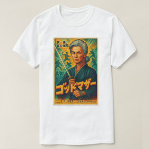 CAMISETA POSTER BRANCO DE FILME DE GODDOMAZA SAMURAI