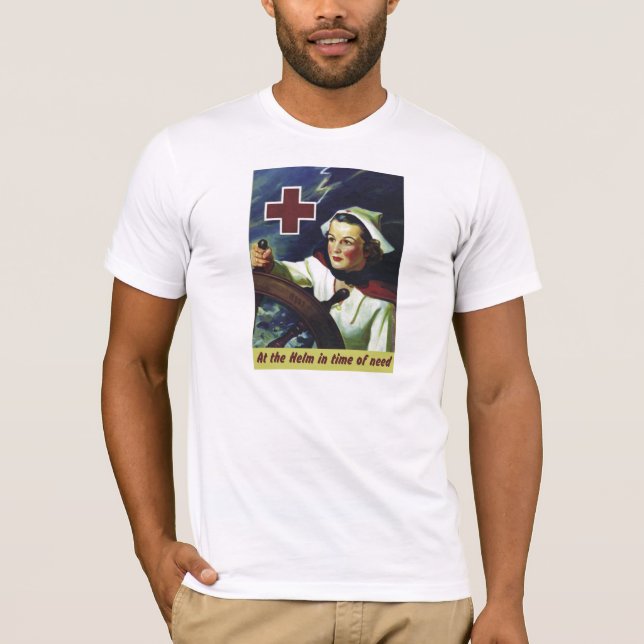 Camiseta Poster da cruz vermelha - enfermeira no leme (Frente)