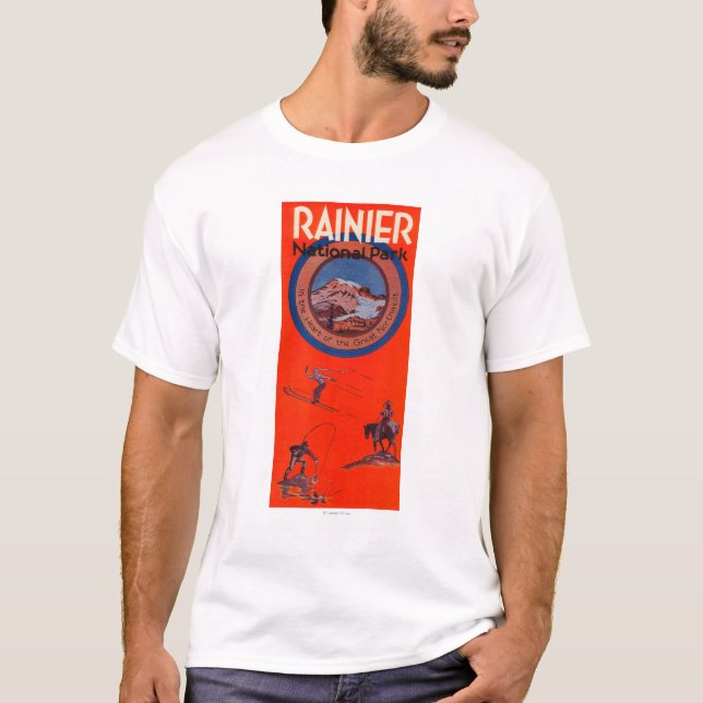 Camiseta Poster da propaganda do Monte Rainier (Frente)