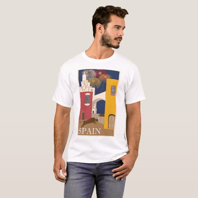 Camiseta Poster das viagens vintage da espanha (Frente Completa)
