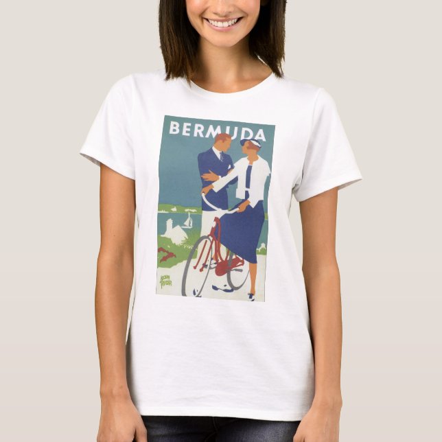 Camiseta Poster das viagens vintage de Bermuda (Frente)