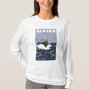 Camiseta Poster das viagens vintage do barco de AlaskaCrab