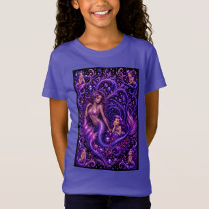 Camiseta Pôster de Arte Fantasia Mermaid Duo Oceano Sonho R