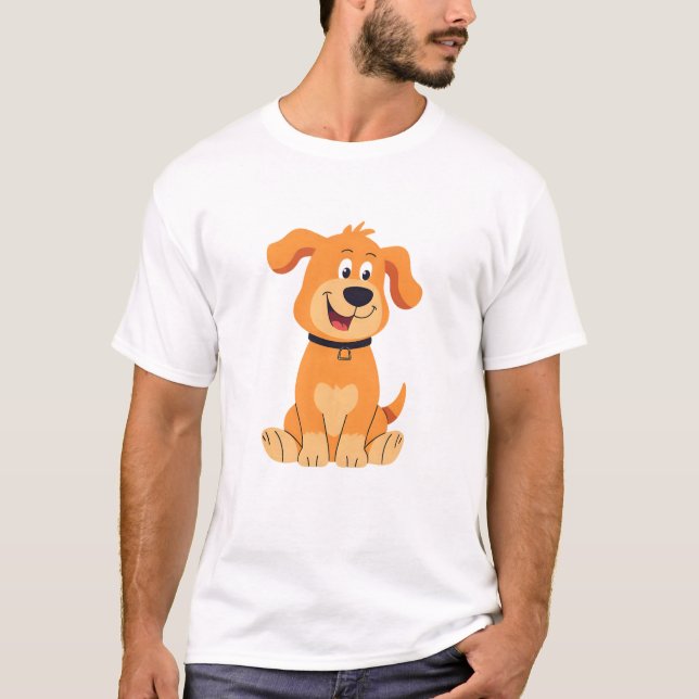 Camiseta Poster de Cachorro Engraçado - Cachorro de Cartoon (Frente)