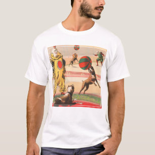 Camiseta Poster de Circo Mostrando Palhaços Com Cães Execut