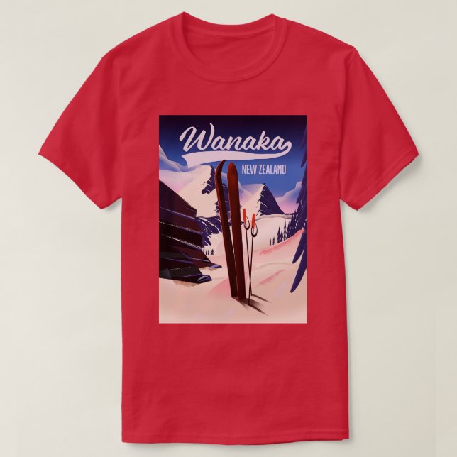 Camiseta Poster de esqui da Nova Zelândia (Frente do Design)