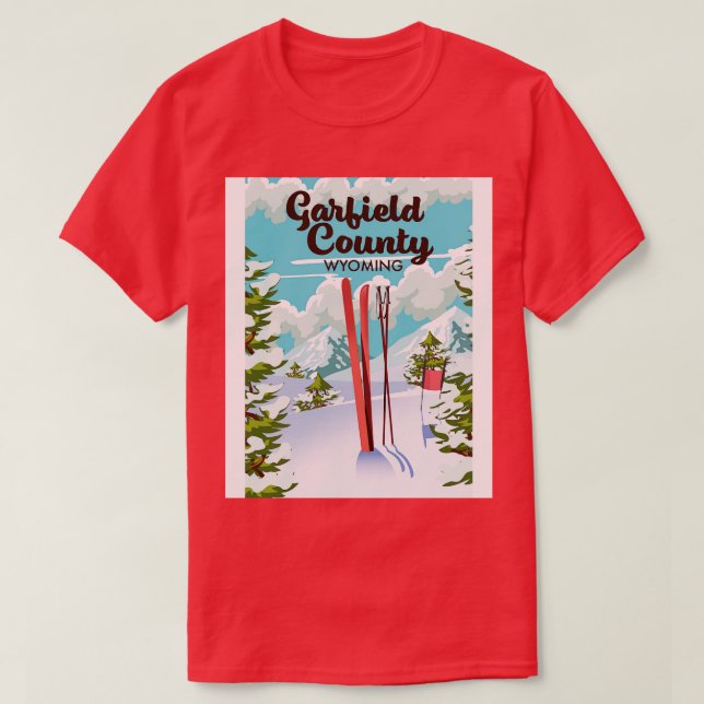 Camiseta Poster de Esqui do Condado de Wyoming (Frente do Design)