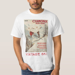 Camiseta Poster de Esqui Francês Chamonix Mont Blanc Vintag