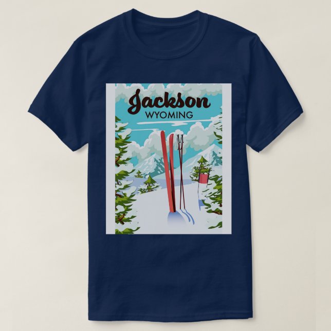 Camiseta Poster de esqui Jackson Wyoming (Frente do Design)