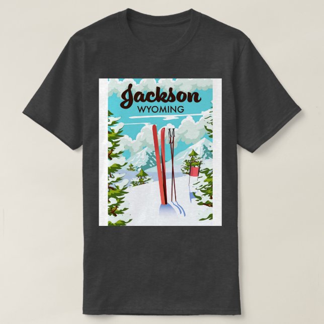 Camiseta Poster de esqui Jackson Wyoming (Frente do Design)