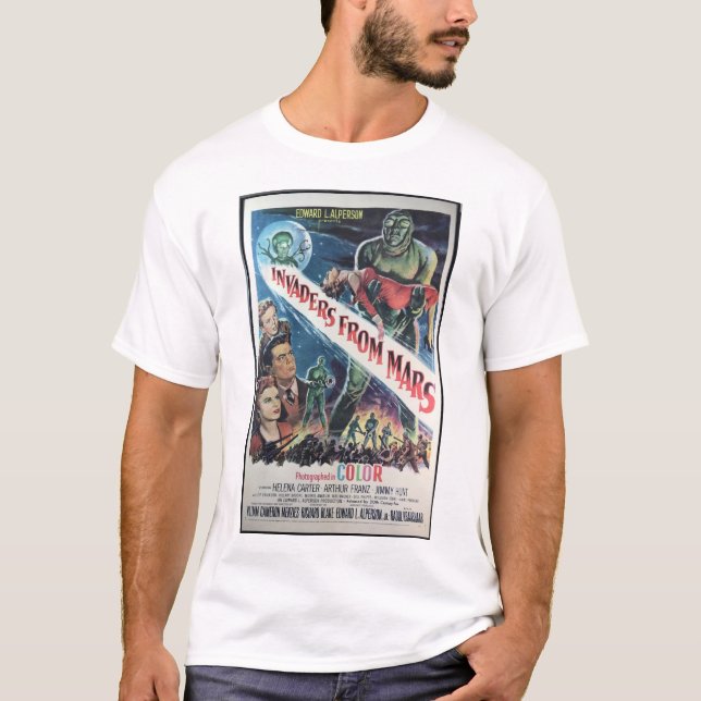 Camiseta poster de filme original "Invaders from Mars" (Frente)