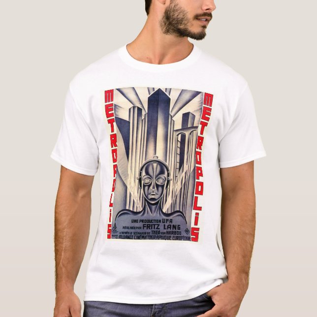 Camiseta Poster de filmes clássicos METROPOLIS por Fritz La (Frente)