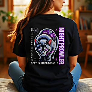 Camiseta Poster de Gato Cyberpunk – Presente Coruja Noturna