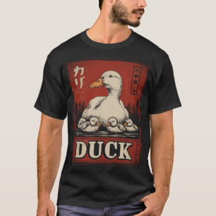 Camiseta Poster de Pato e Ducklings - Mãe e Bebê lindos