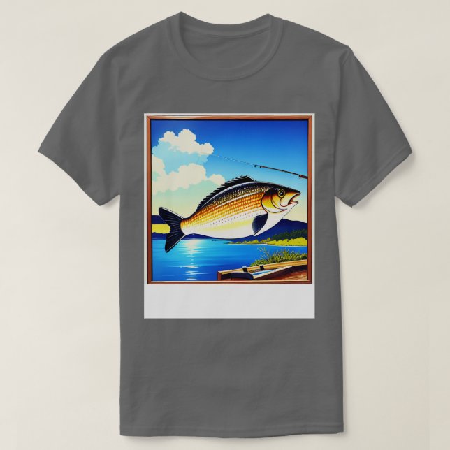 Camiseta poster de pesca de 80 anos (Frente do Design)