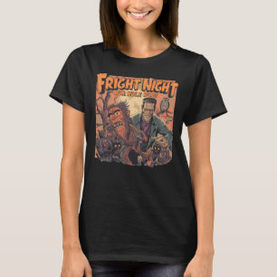 Camiseta Poster de terror noturno - Lobisomem e Mo retrô