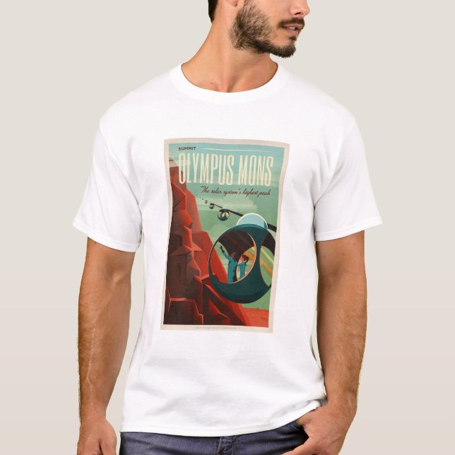 Camiseta Poster de Turismo do Olimpo Mons do SpaceX Mars (Frente)