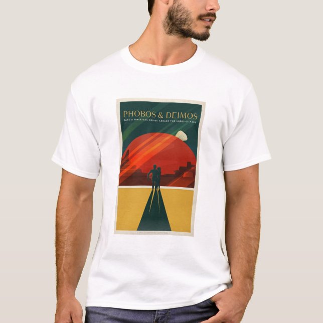 Camiseta Poster de Turismo SpaceX Mars Phobos e Deimos (Frente)