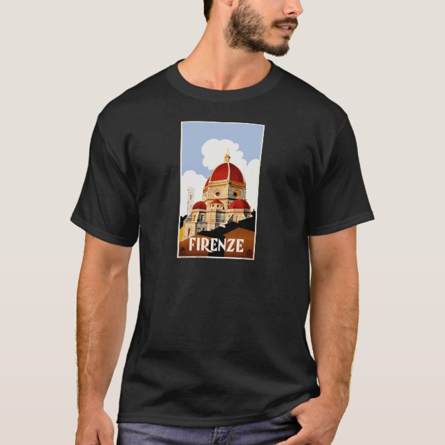 Camiseta Poster de viagens 1930 de Florença Italia (Frente)